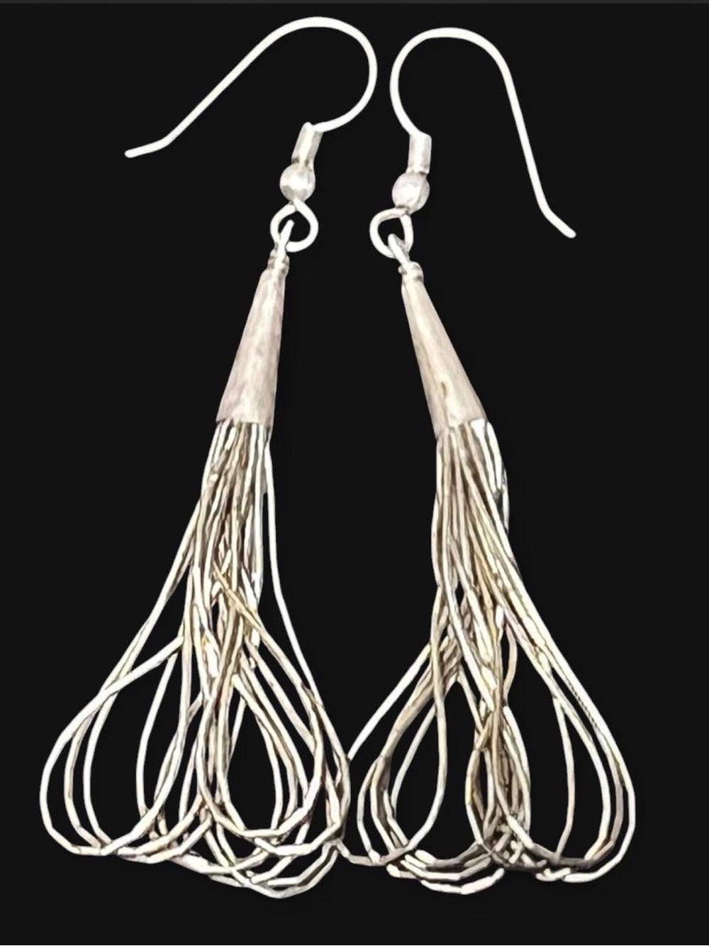 Vintage Native American 925 Sterling Silver Liquid Earrings
